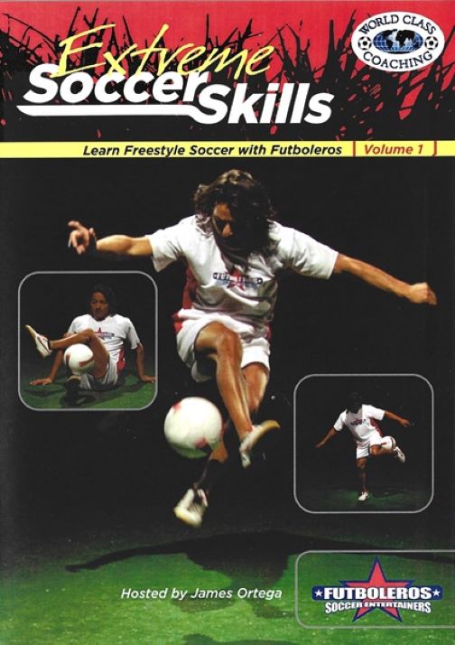 Cover of the DVD titled 'Extreme Soccer Skills Volume 1', featuring an image of a soccer player performing a freestyle trick with a soccer ball.