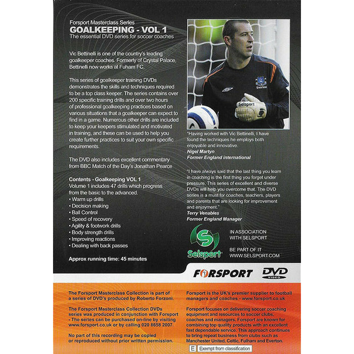Forsport Masterclass Goalkeeping Vols. 1-3 volume  Set- Vic Bettinelli