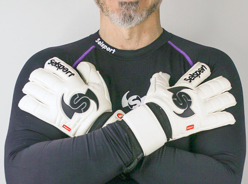 Selsport Ultimate UA+ Wrappa classic hybrid flat palm cut professional goalkeeper glove backhand with s wing logos