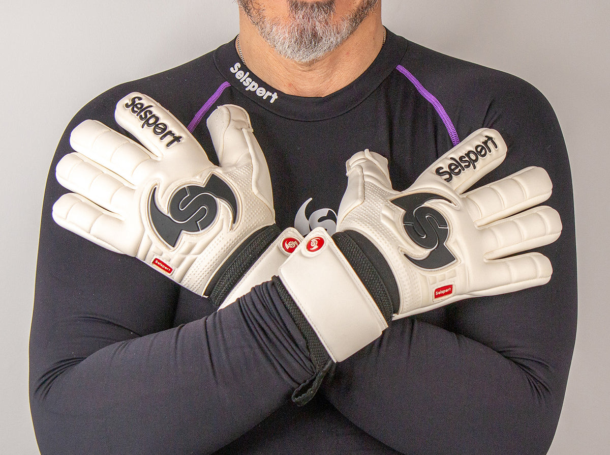 Seslport Wrappa Classic Professional  Latex Goalkeeper gloves  backhand with Black S Wing logo