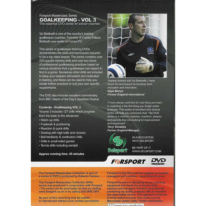 Forsport Masterclass Goalkeeping Vols. 1-3 volume Set- Vic